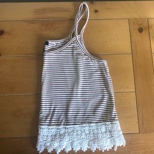 Forever 21 Striped Tank with Lace Trim